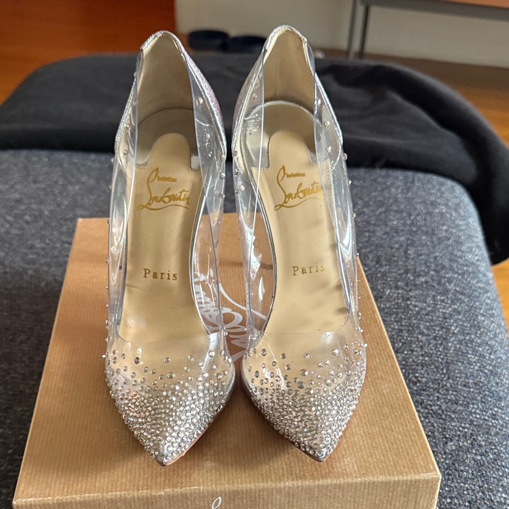 Christian Louboutin Clear Crystal-Embellished Pointed Pumps